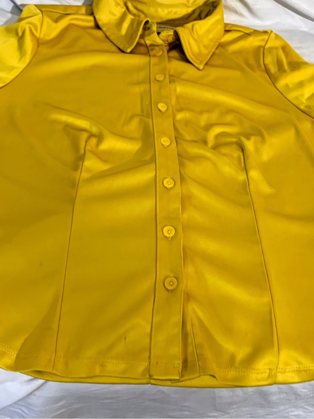 Urban Outfitters Bright Yellow Short Sleeve Button-Down Shirt - Picture 4 of 7